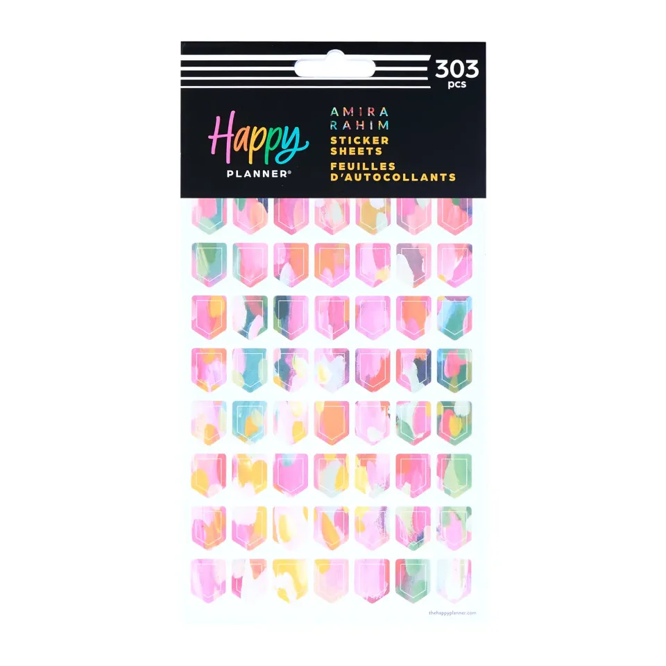 Happy Planner Bright & Brushy stickers 10 feuilles couleur