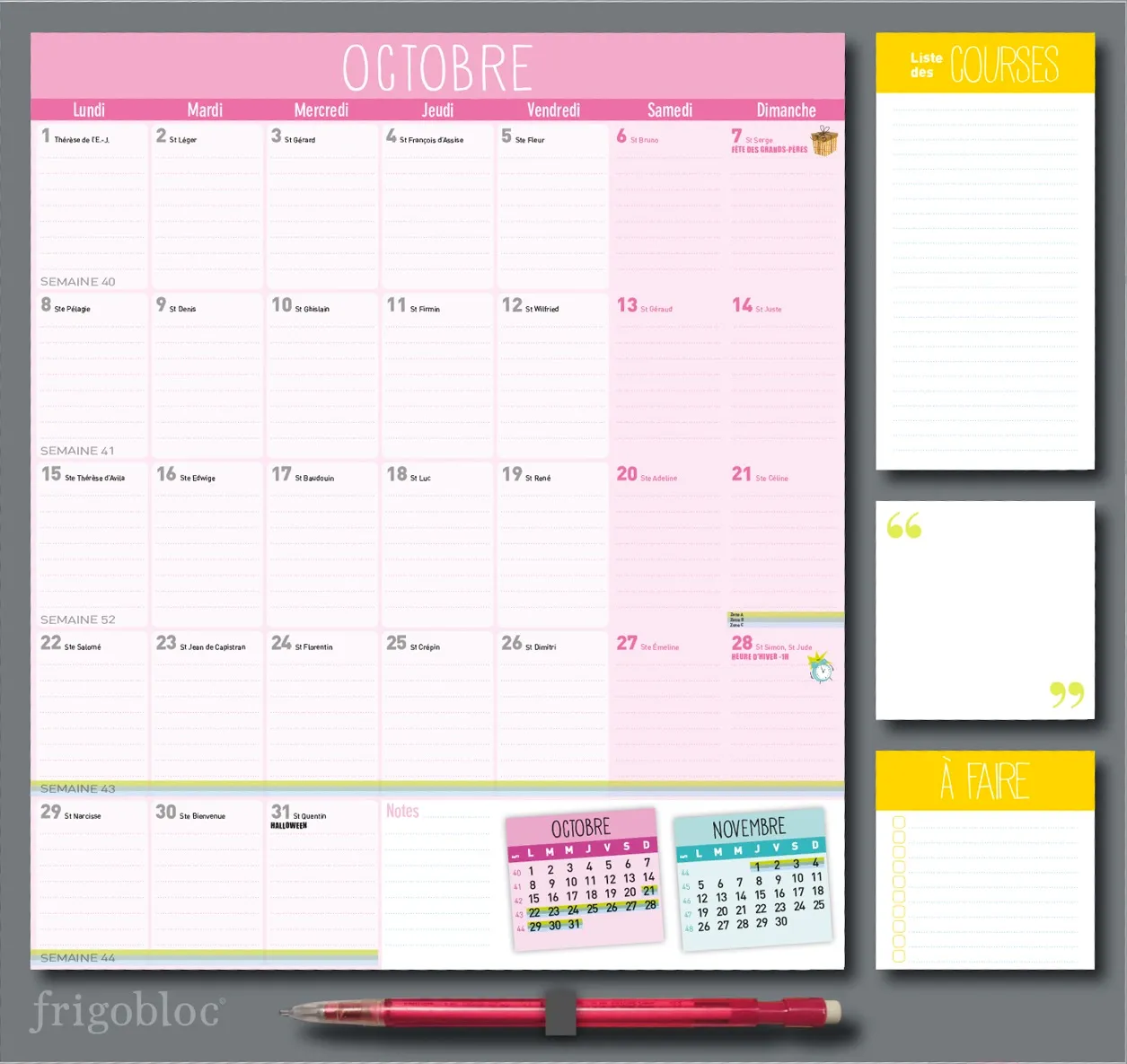 Frigobloc 2020 Mensuel calendrier familial aimanté frigo