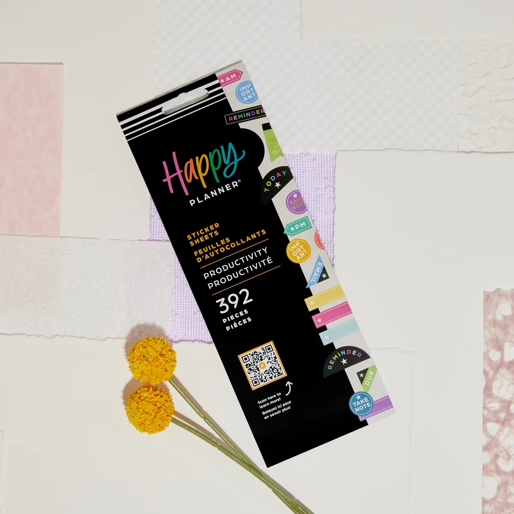 Happy Planner Productivity stickers 8 feuilles pense-bêtes