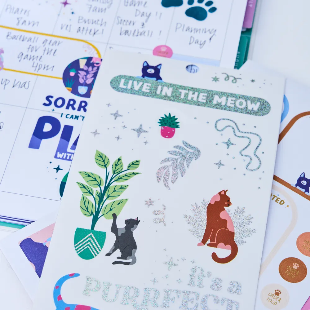 Happy Planner Whimsical Whiskers stickers chats 30 feuilles