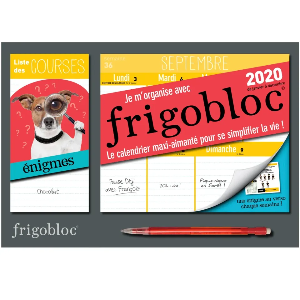 Frigobloc Mini Hebdo Enigmes 2020 calendrier familial aimanté