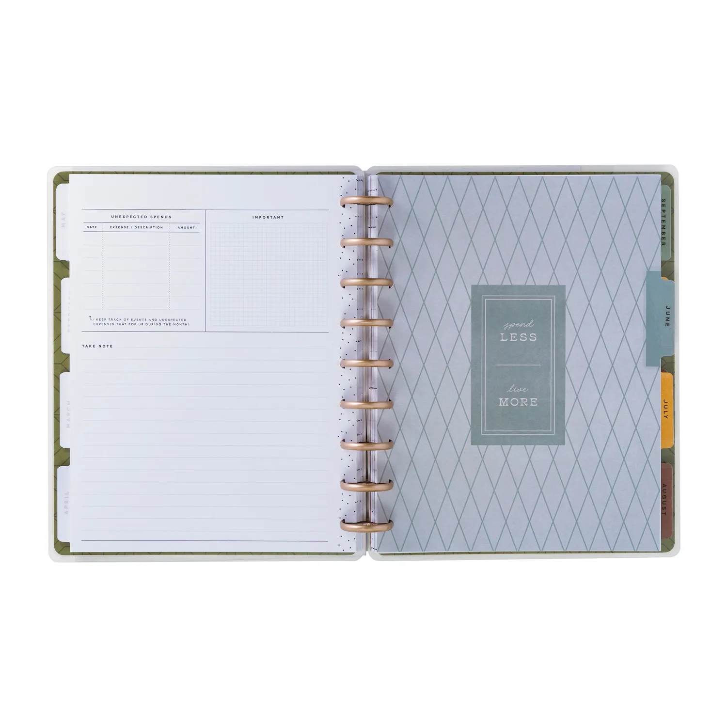 Happy Planner Sage Terracotta planner budget non daté 12 mois