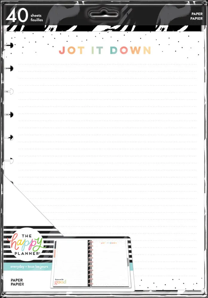 Happy Planner Big Jot it Down recharge papier 40 feuilles