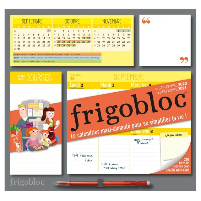 Frigobloc Hebdomadaire Calendrier familial sept 2020-déc 2021