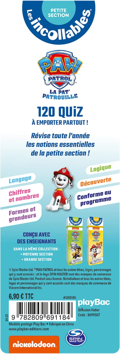 Les Incollables éventail Petite Section Pat' Patrouille