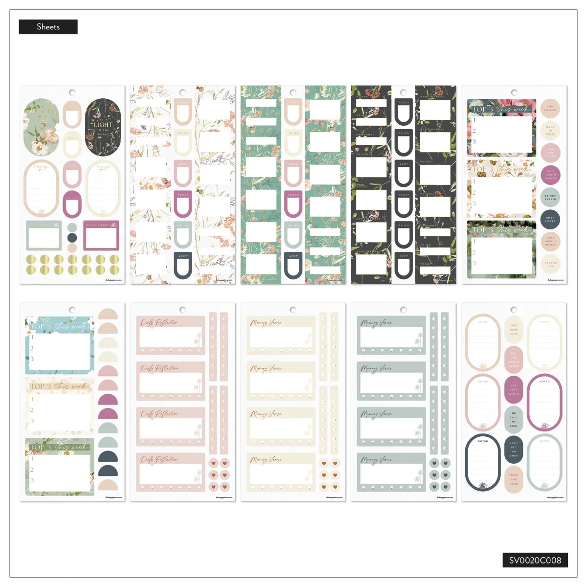 Happy Planner Flourish in Faith stickers foi 30 feuilles 675 pièces