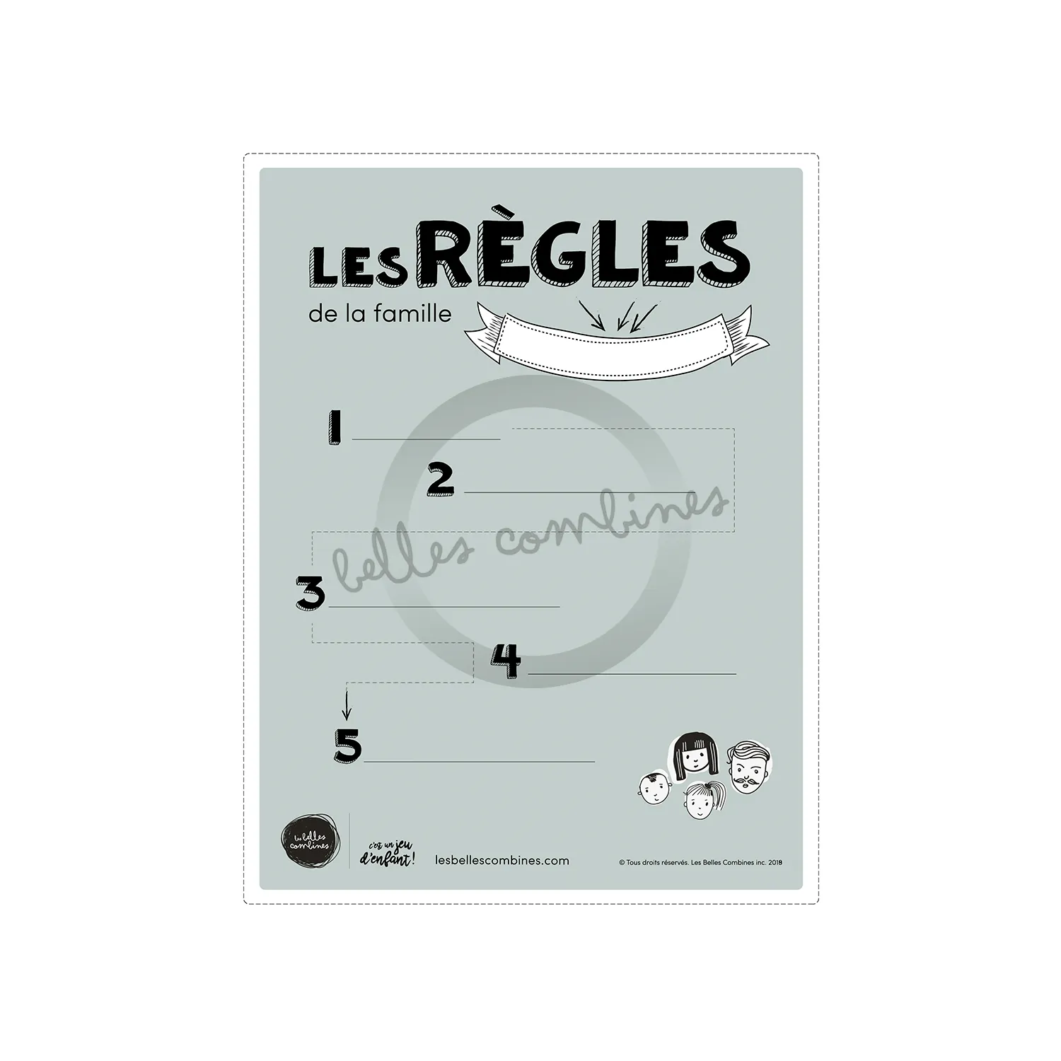 Les Belles Combines Affiche règles famille fiche à compléter française