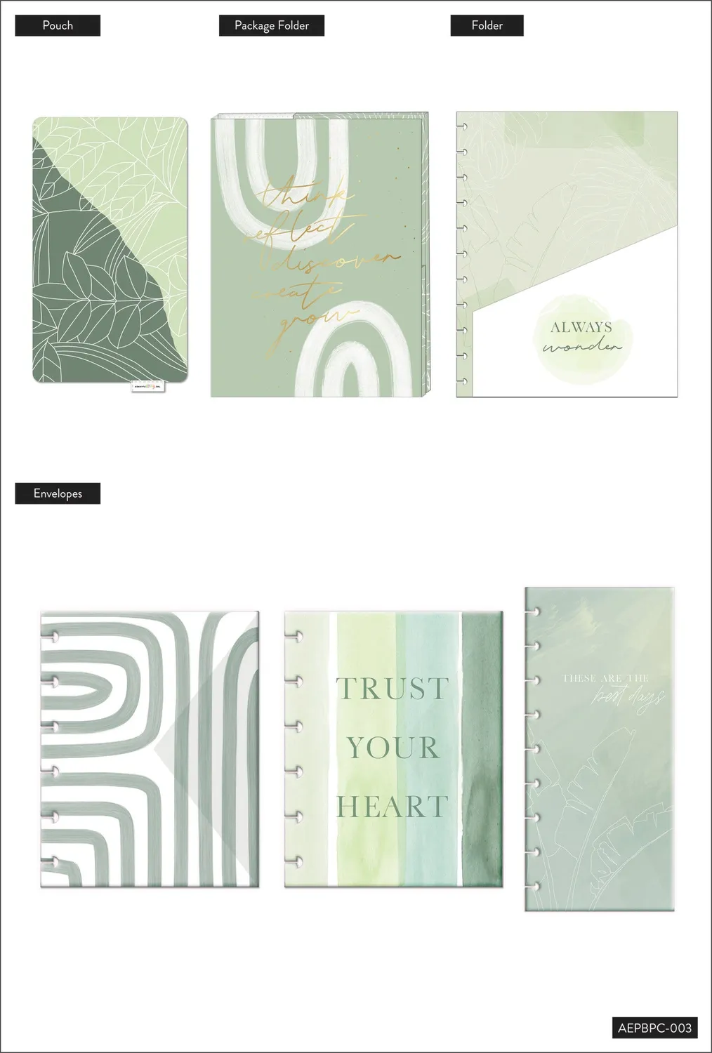 Happy Planner Sage Big Planner Companion kit vert sauge