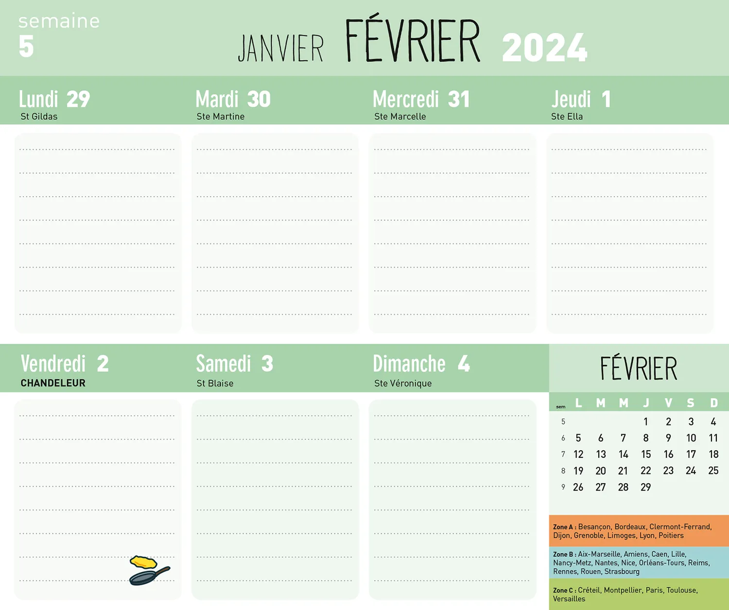Frigobloc Mini Hebdomadaire Spécial zen calendrier 2024