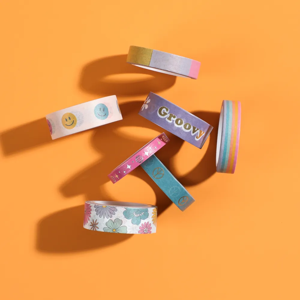 Happy Planner Decades 70s washi tape 7 rouleaux rétro