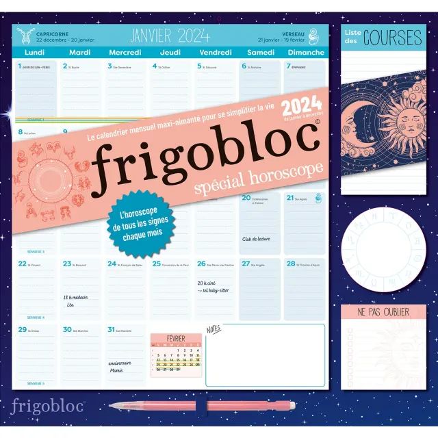 Frigobloc Mensuel 2024 Horoscope calendrier familial frigo