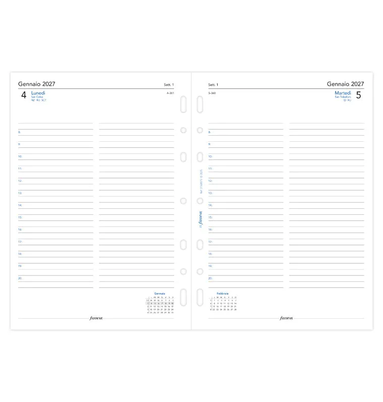 Filofax A5 recharge agenda 2027 1 jour par page italien