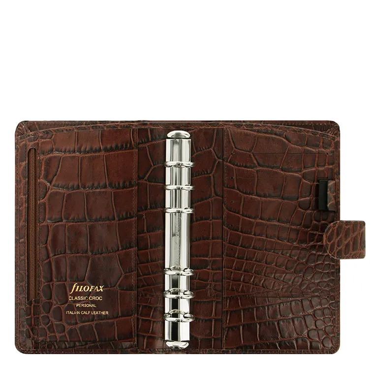Filofax Classic Croc Personal organiseur marron cuir