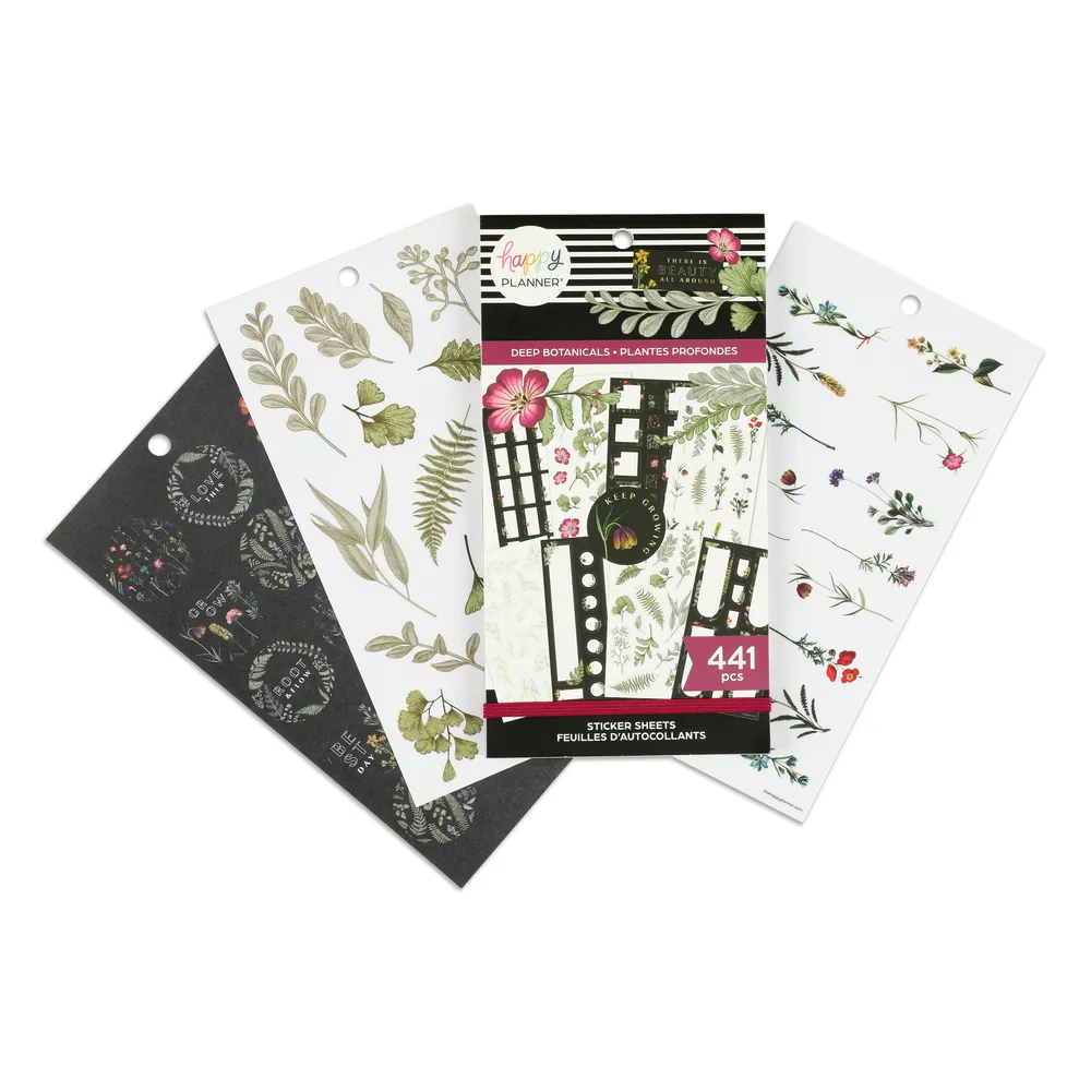 Happy Planner Deep Botanicals stickers floral 441 pièces