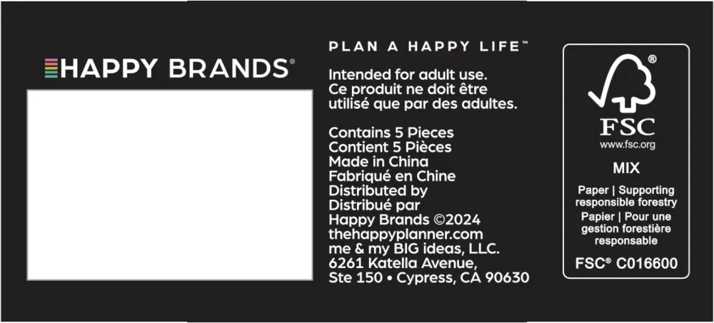 Happy Planner Holiday washi tape 5 rouleaux fêtes doré