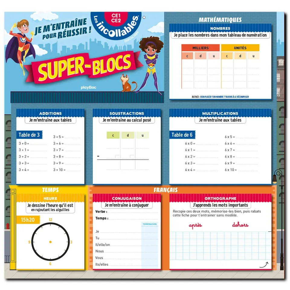 Frigobloc Incollables Super Bloc exercices CE1 CE2 français maths