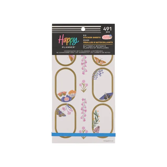 Happy Planner Butterfly Botanics stickers Big 491 doré floral