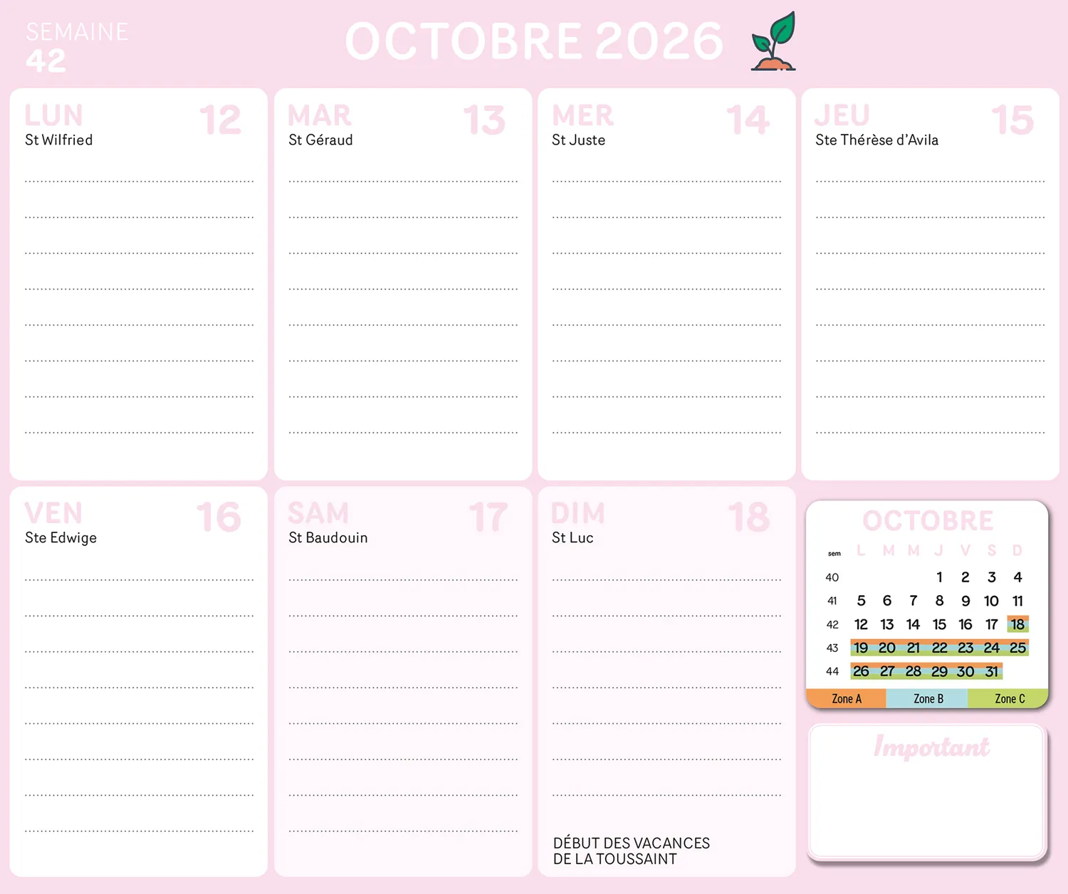 Frigobloc Hebdomadaire Anti-gaspi 2027 calendrier familial