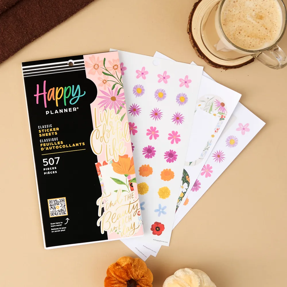 Happy Planner Blooming Bouquet stickers Classic 507 pièces floral