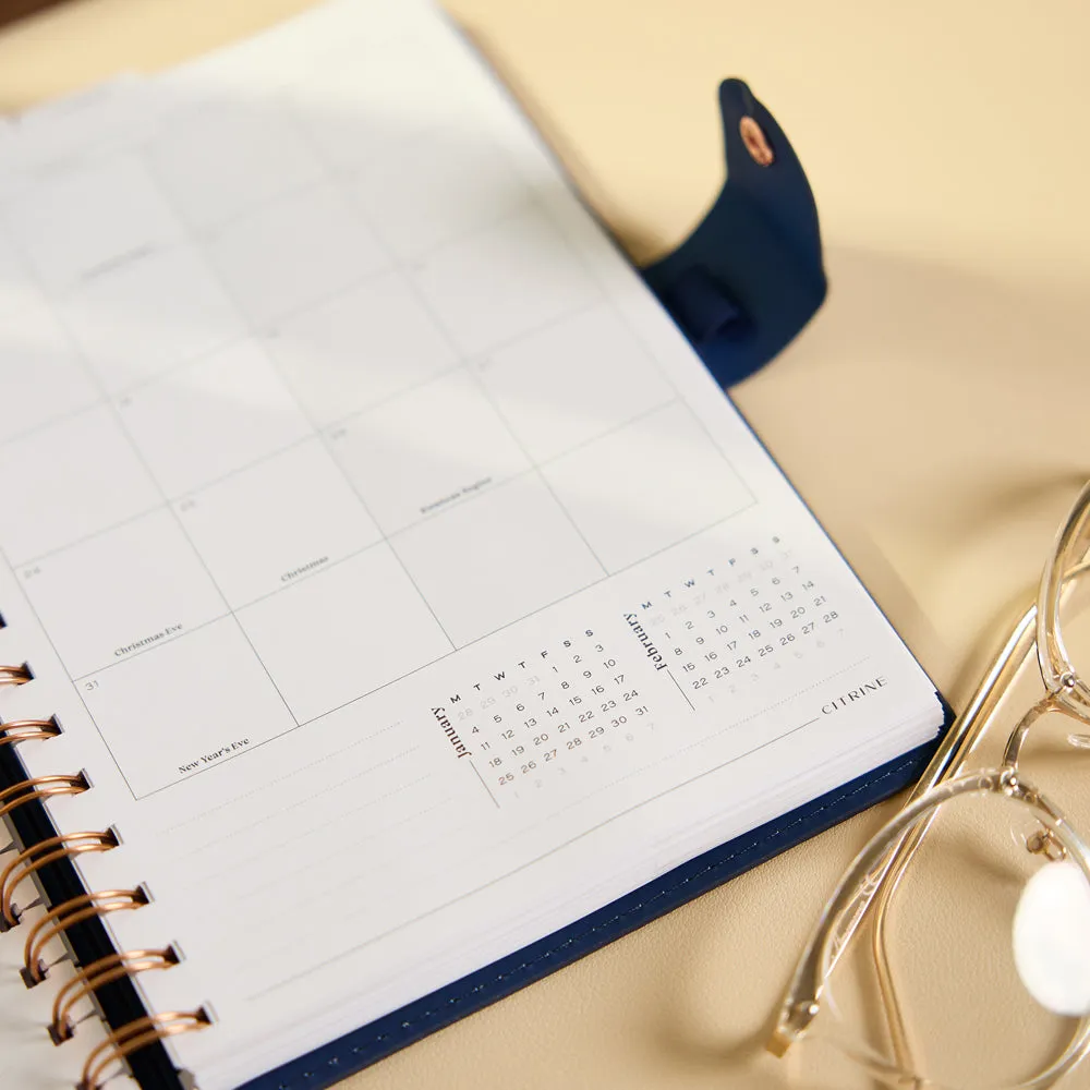 Happy Planner Citrine 2027 agenda spiralé A5 pro bleu marine