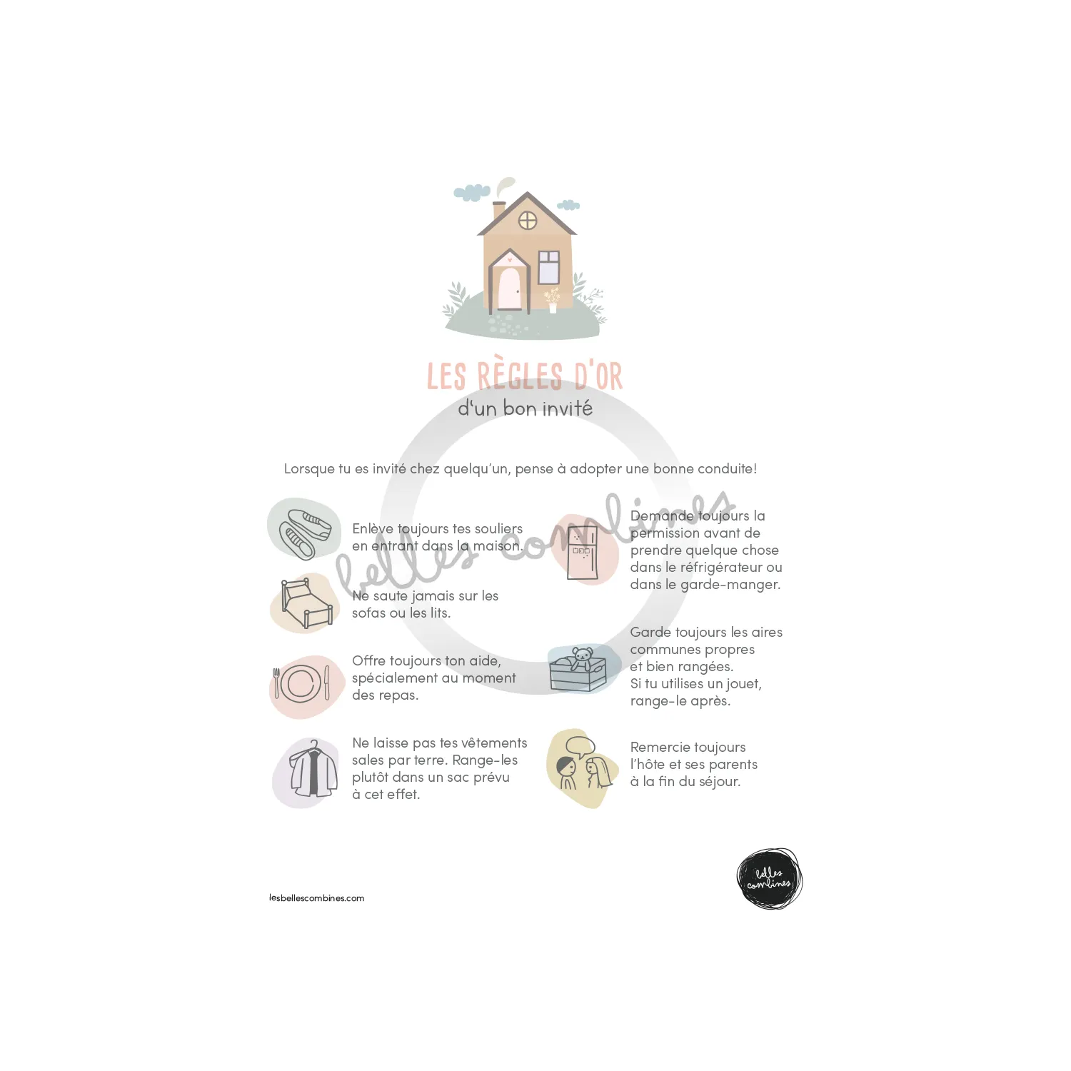 Les Belles Combines Règles d'or bon invité guide à imprimer politesse