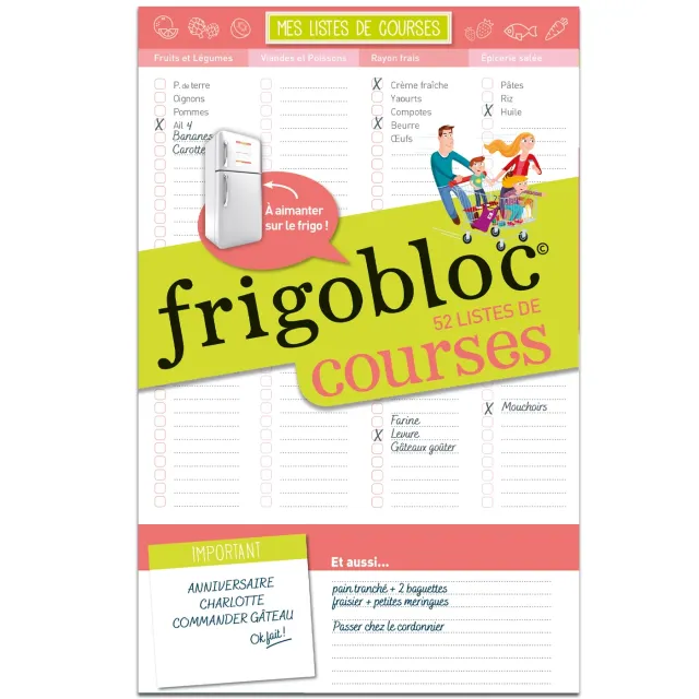 Frigobloc Liste des courses semaine bloc 52 listes par rayons