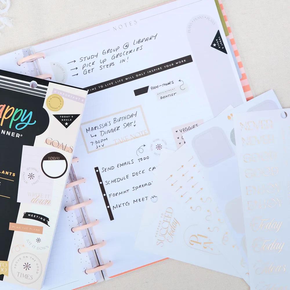 Happy Planner Neutral Chic stickers Classic 30 planches doré