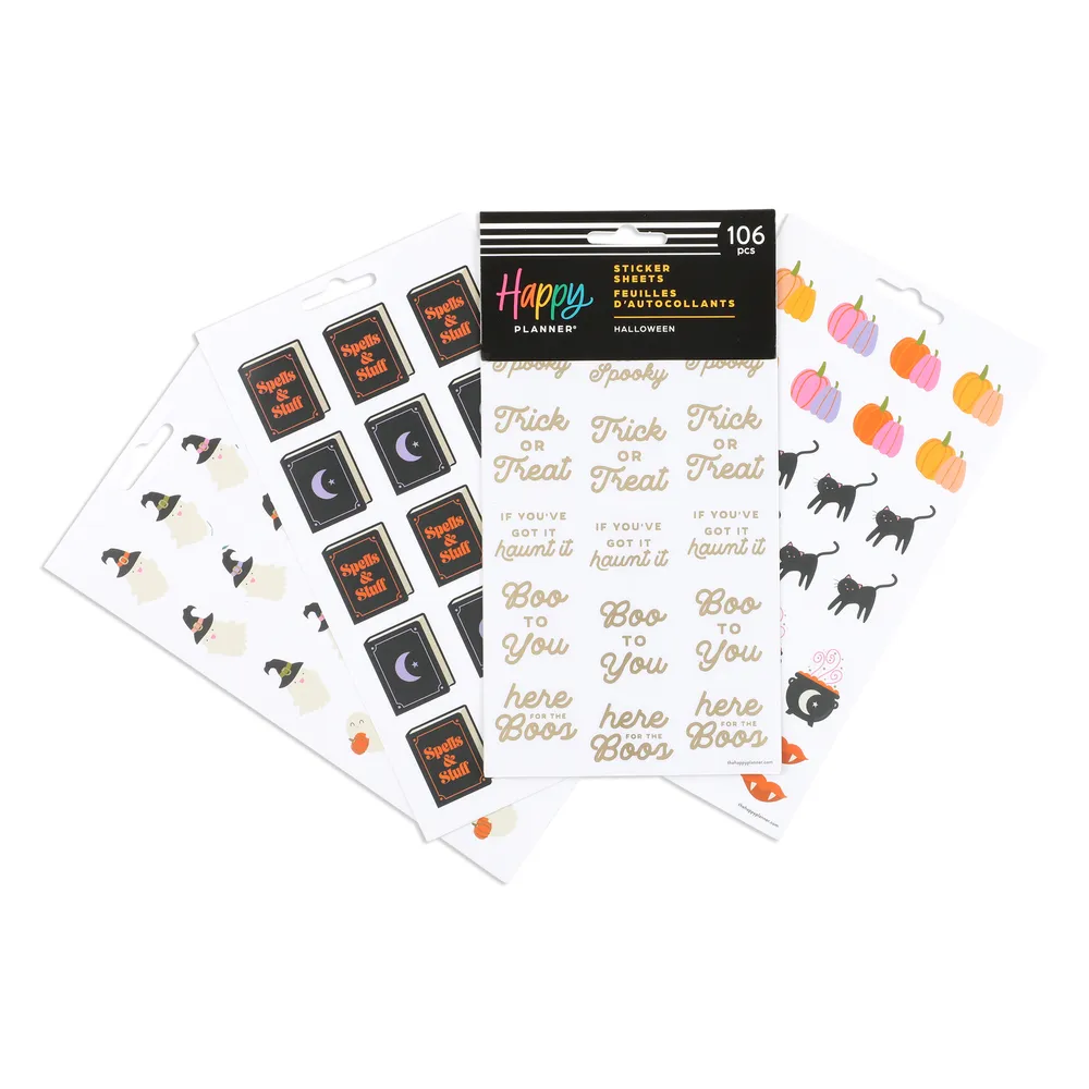 Happy Planner Halloween stickers agenda 5 feuilles 106 pièces