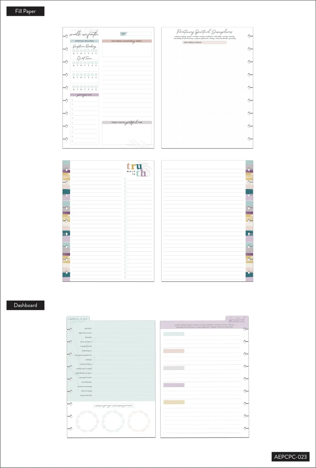 Happy Planner Simple Faith compagnon Classic 169 pièces foi