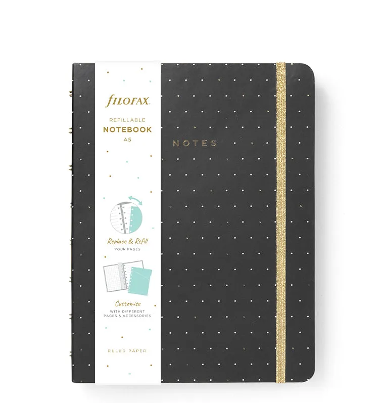 Filofax Moonlight Notebook A5 carnet noir rechargeable