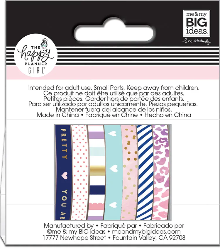 Happy Planner Glam Girl washi tape 7 rouleaux couleur