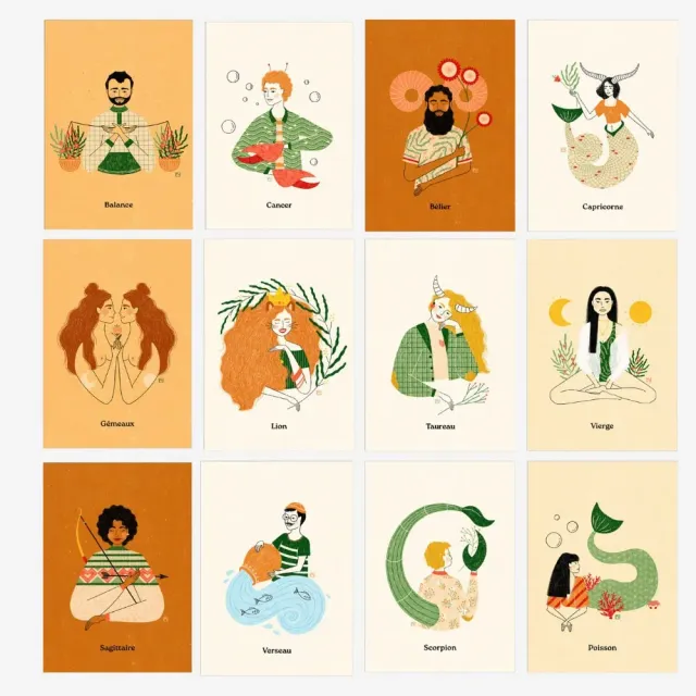 My365 Signes astrologiques 12 cartes postales astrologie