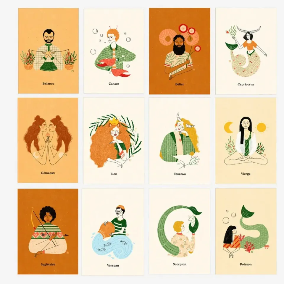 My365 Signes astrologiques 12 cartes postales astrologie