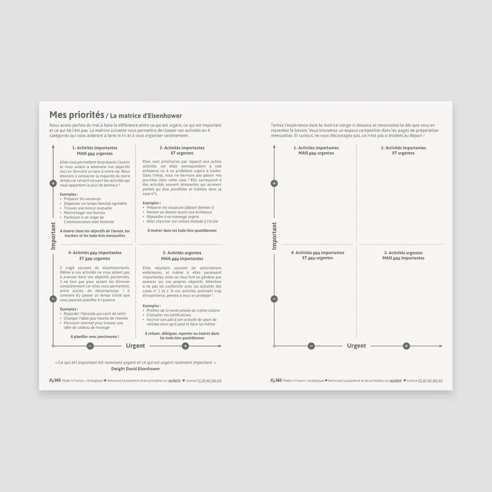 My365 Mes priorités printable pdf organisation