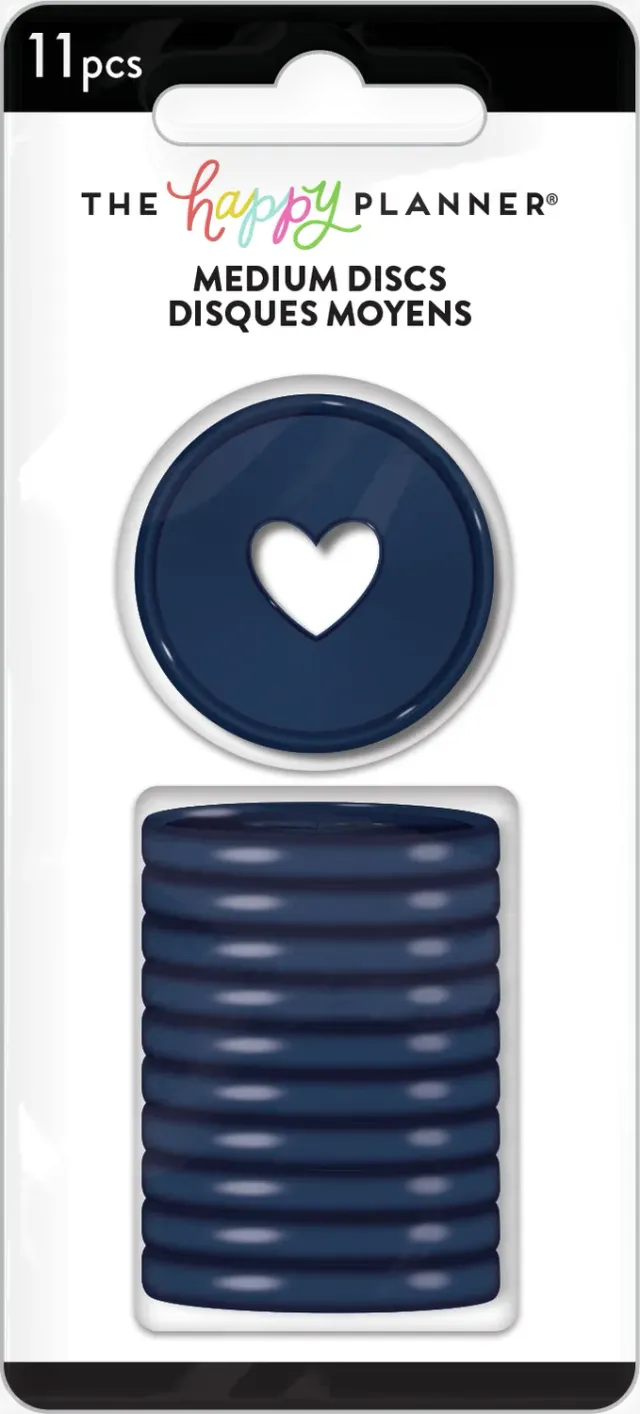 Happy Planner Indigo disques Medium plastique x11 bleu cœur