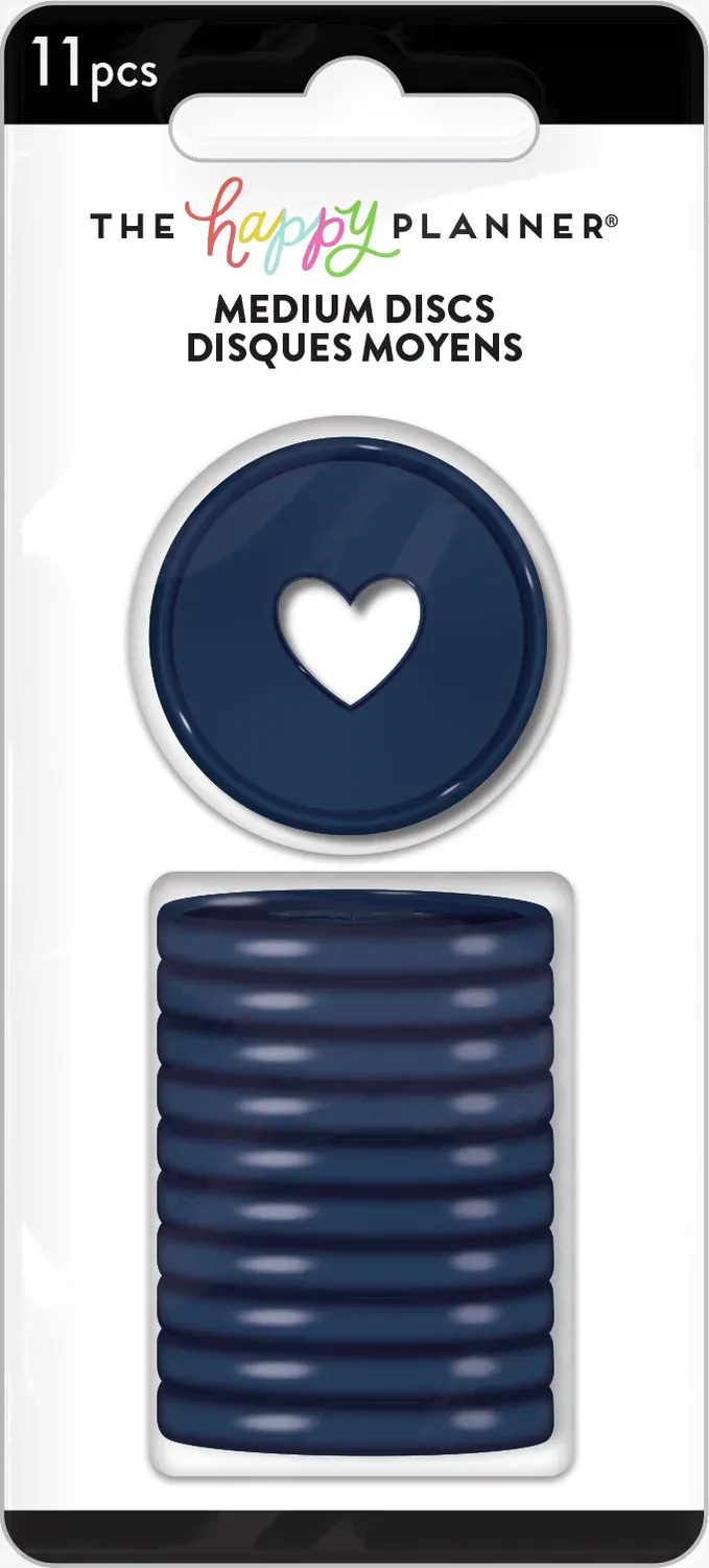 Happy Planner Indigo disques Medium plastique x11 bleu cœur