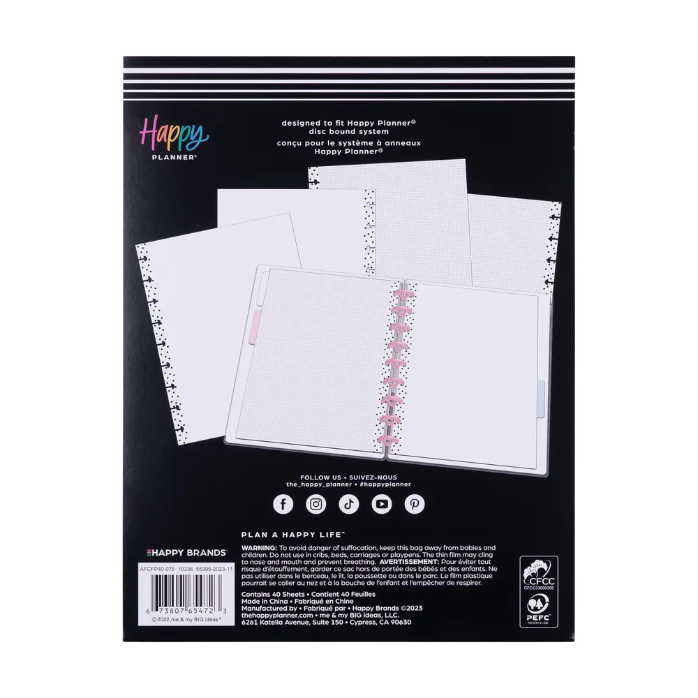 Happy Planner Classic Simple Dots recharge papier pointillé 40 feuilles