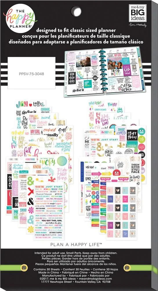 Happy Planner Gold Star Quotes stickers citations 605