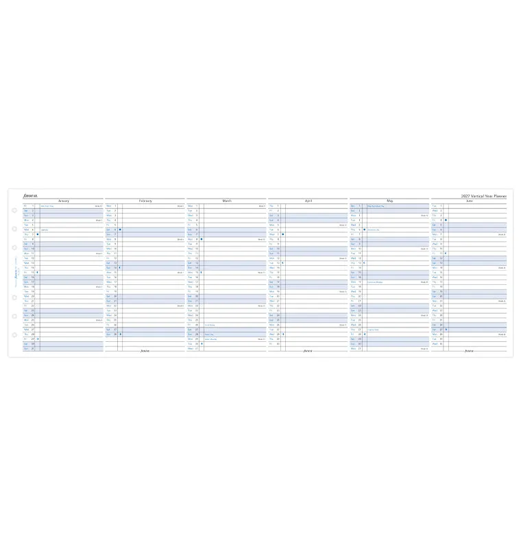Filofax 68402 Recharge Agenda 2027 Verticale Personal semaine