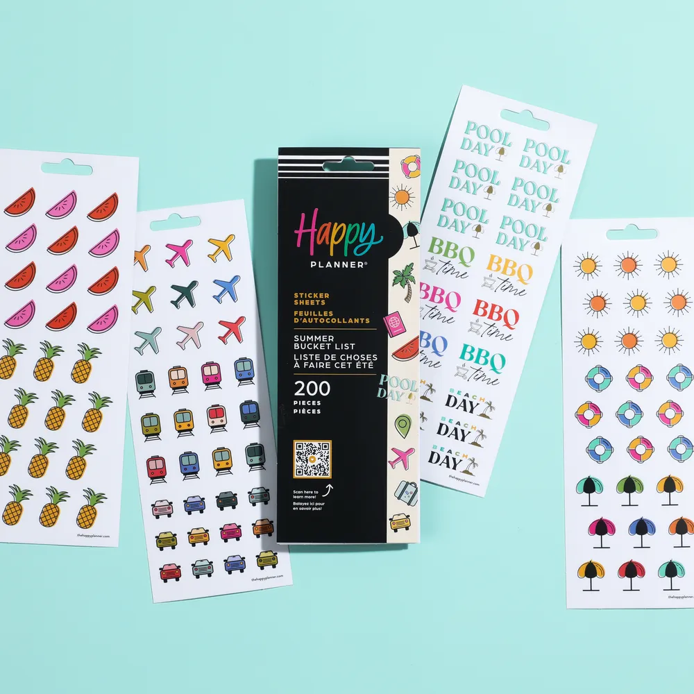Happy Planner Summer Bucket List stickers 8 feuilles ete