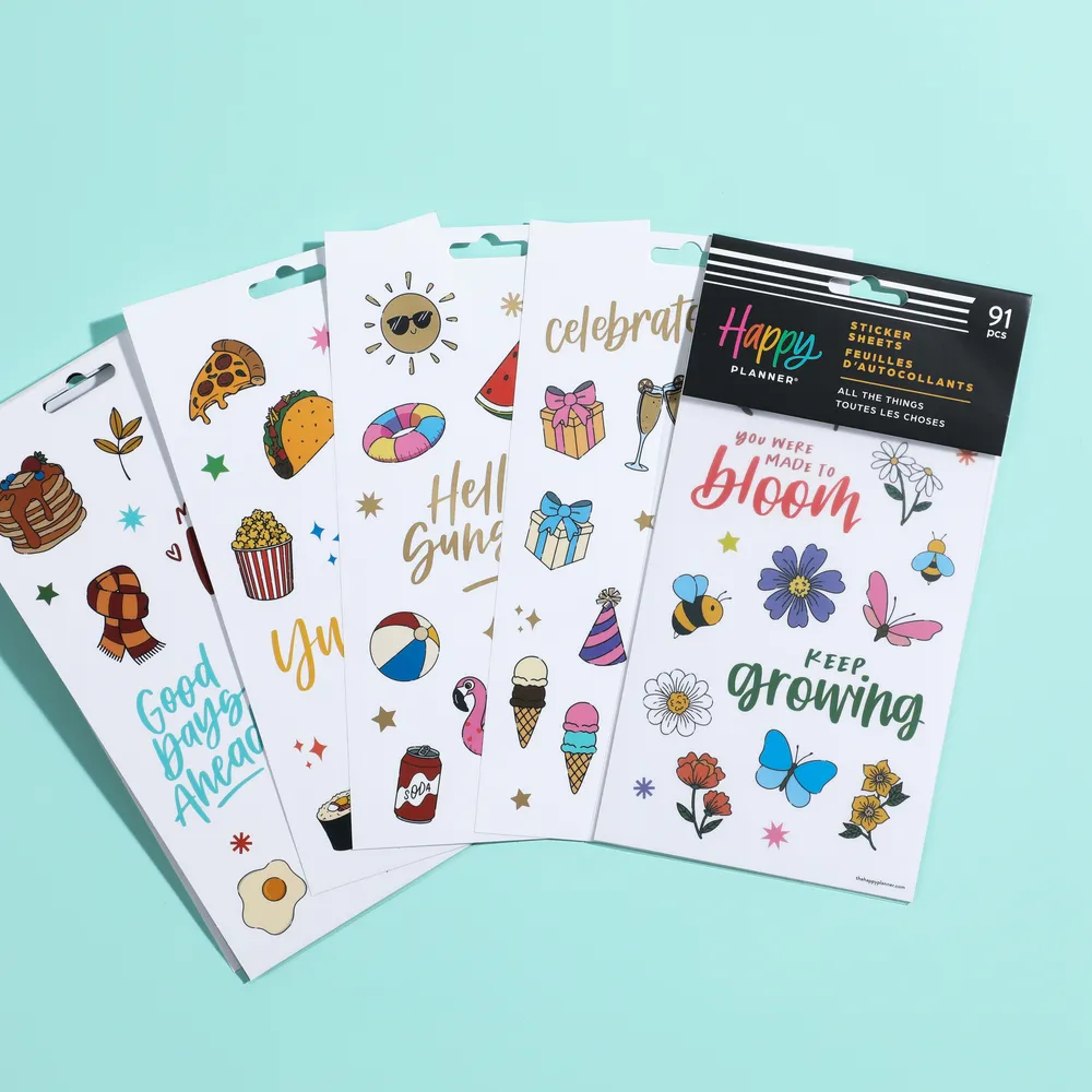 Happy Planner All the Things Icons stickers 5 feuilles 91 pièces