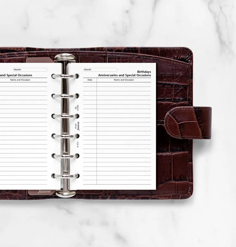 Filofax Classic Pocket recharge organiseur anniversaires