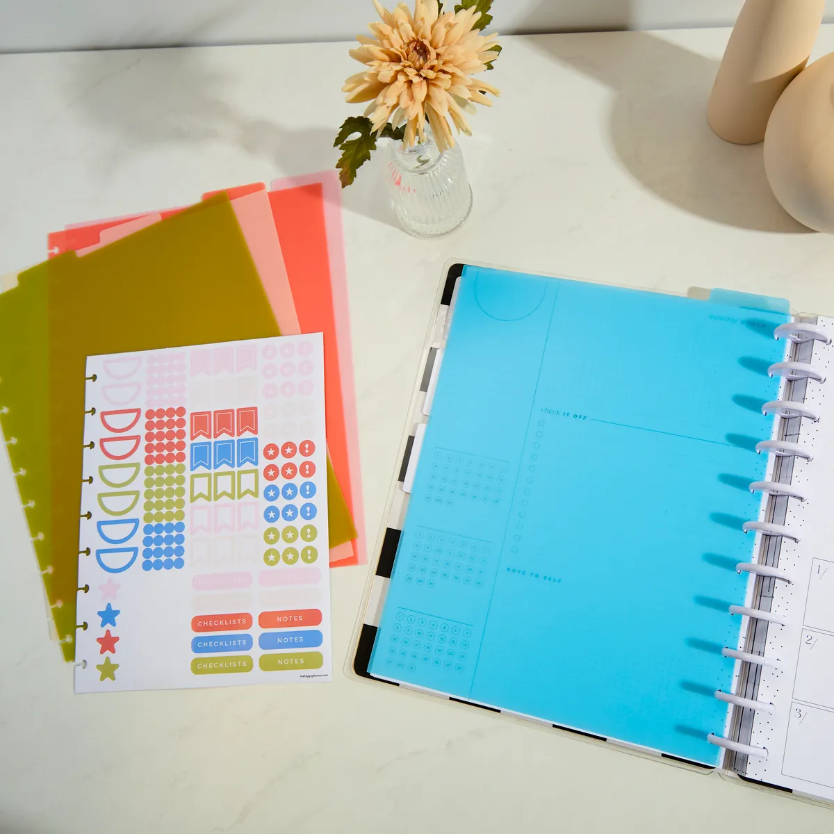 Happy Planner Bright Day intercalaires Big 5 plastique couleur