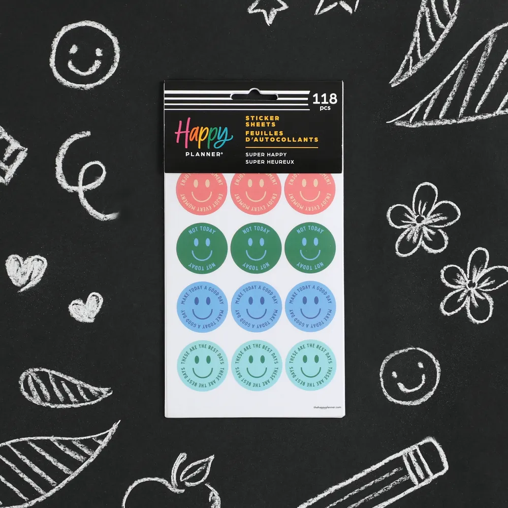 Happy Planner Super Happy stickers 5 feuilles smiley 118