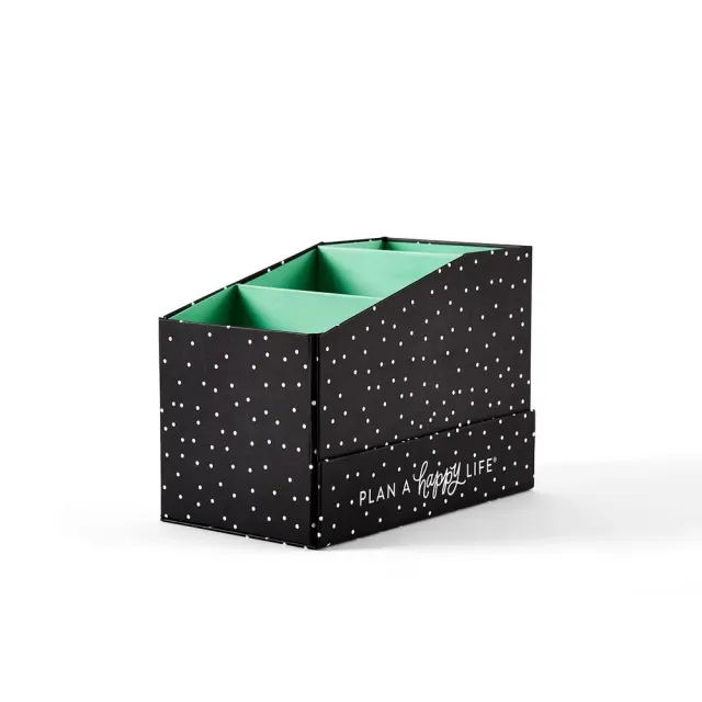 Happy Planner boite rangement stickers pois noir 21 livres