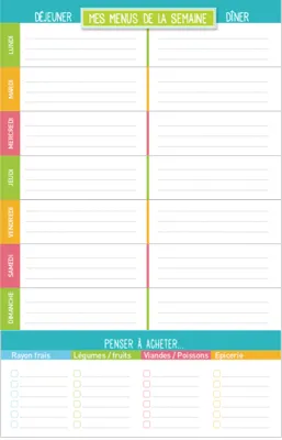 Frigobloc Mes Listes de menus bloc 52 listes aimanté