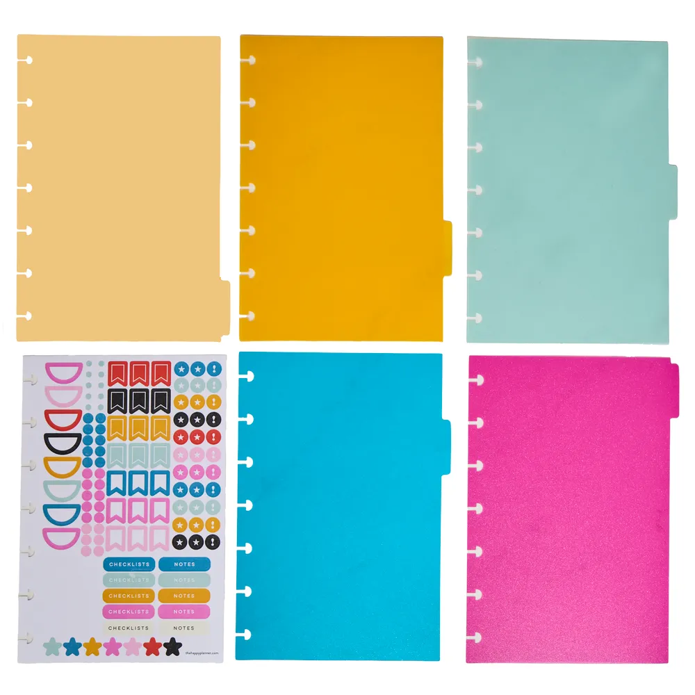 Happy Planner Happy Brights Mini intercalaires plastique 6 pièces couleur