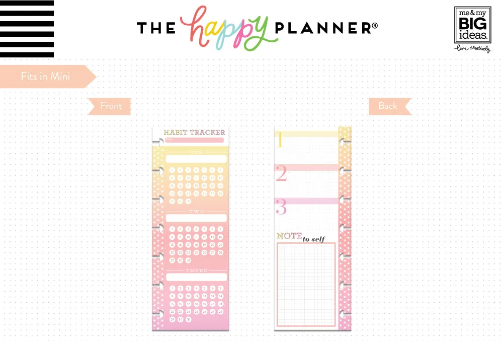 Happy Planner Happy Notes Habit Tracker mini papier 60 feuilles