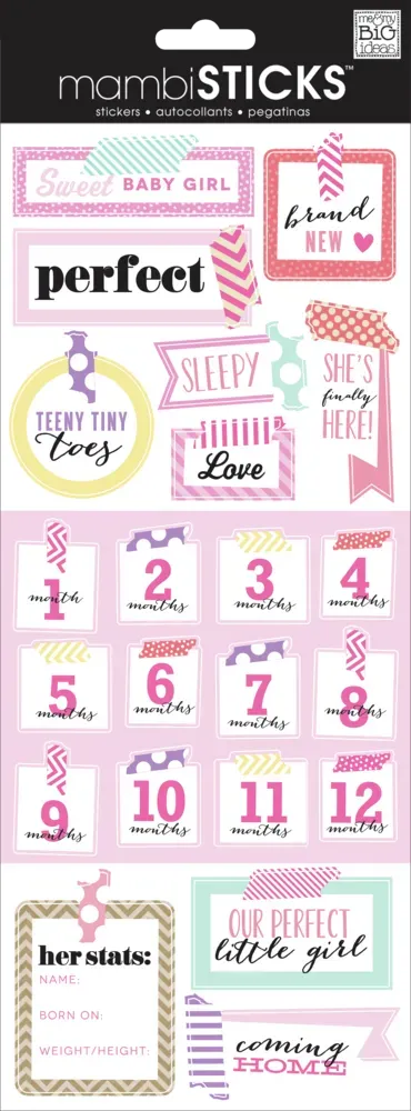 Happy Planner Baby Girl feuille stickers rose naissance