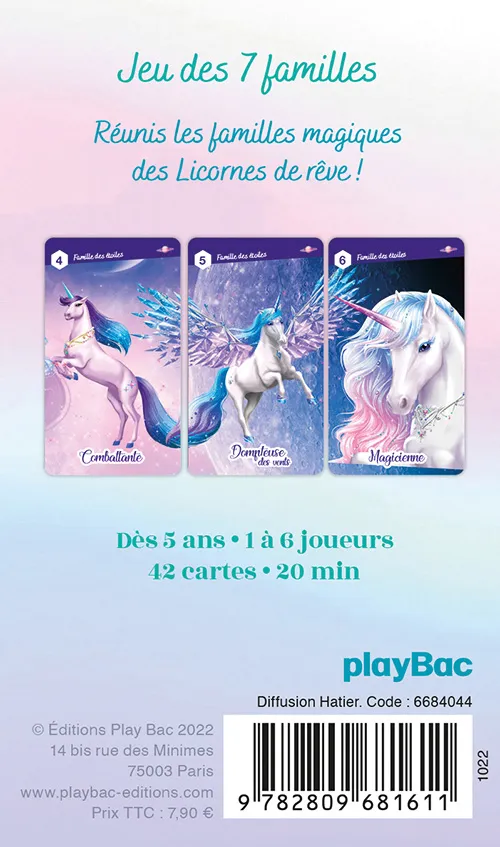 Licornes de rêve Jeu des 7 familles jeu de cartes 42 cartes